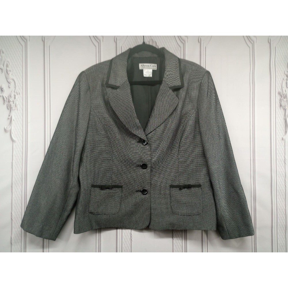 Allyson Cara Blazer Womens Size 16 Professional Charcoal Dark Gray Lined Pockets